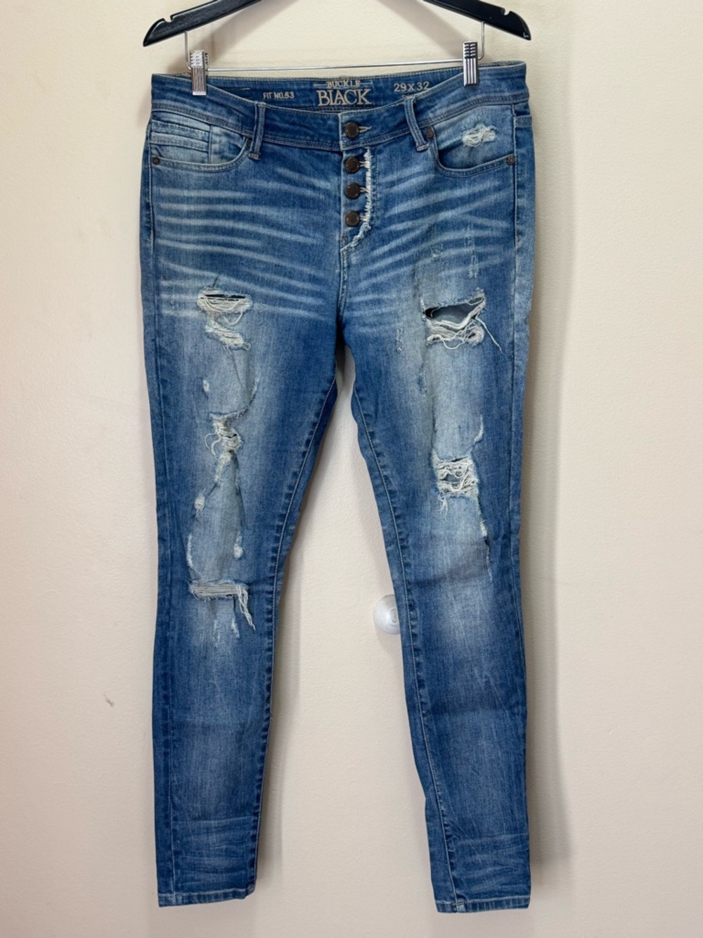 Buckle Black Button Fly Fit No. 53 Skinny Jeans
